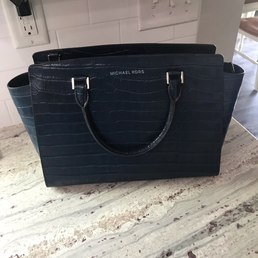 SOLD!  Michael Kors Blue Crocodile Selma bag